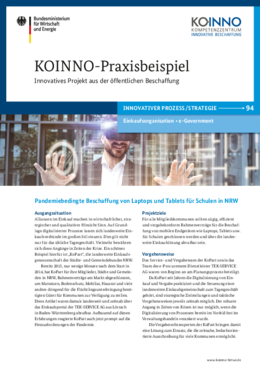 KOINNO-Praxisbeispiel: Pandemiebedingte Beschaffung von Laptops und Tablets für Schulen in NRW