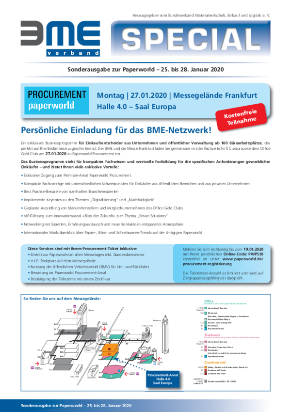Programm der Paperworld Procurement 2020 in der Messe Frankfurt