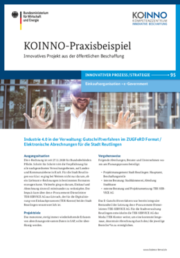 KOINNO-Praxisbeispiel: Industrie 4.0 in der Verwaltung: Gutschriftverfahren im ZUGFeRD Format / Elektronische Abrechnungen für die Stadt Reutlingen